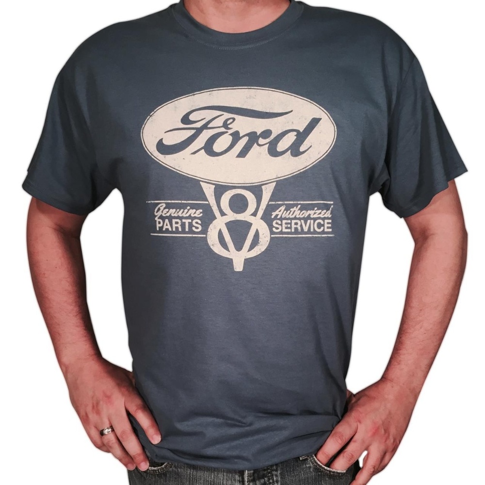 Ford Genuine Parts V8 Men's Blue T-Shirt S-4X Tee - Picture 1 of 3
